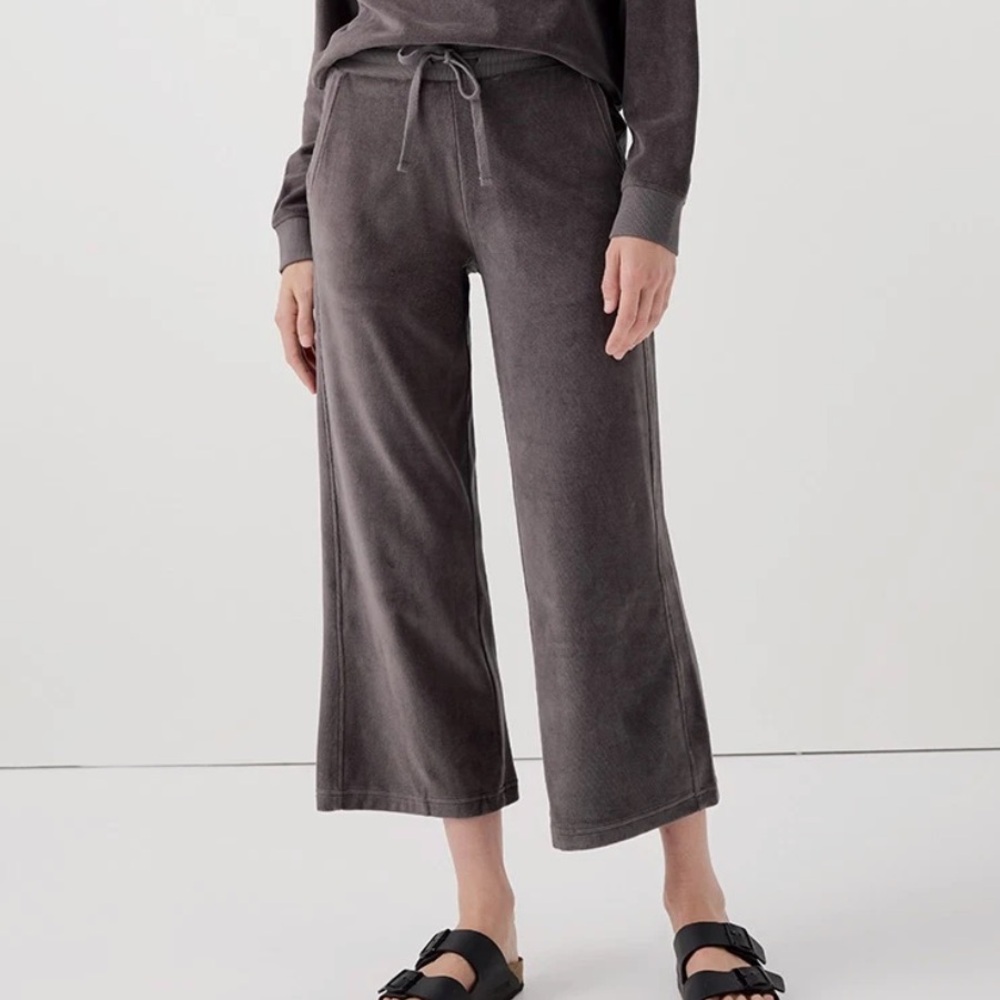 Pact velour crop wide leg pant